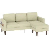 HOMCOM 78" Sectional Sofa, Small L Shaped 3-Seater Couch with Ottoman, Thick Cushions, Pocket Springs, Beige(m-13)