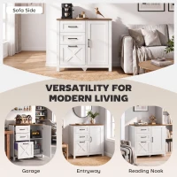 HOMCOM Filing Cabinet with 3 Drawers Printer Stand Adjustable Shelf Door Cabinet White Walnut(m-7)