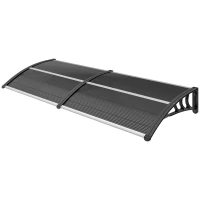 Outsunny Window Awning Door Canopy, 77.2" x 29.5" Modern Polycarbonate Cover with Solid Panel, Black(m-2)