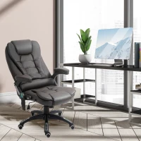 HOMCOM Executive Massage Chairs Heated High Back Reclining Office Chair Swivel Leather Adjustable Vibrating Furniture Black(m-8)
