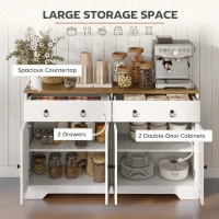 HOMCOM Kitchen Storage Sideboard, Farmhouse Buffet Cabinet with Barn Style Doors, Drawers, Adjustable Shelves, White(m-4)