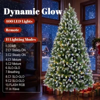 HOMCOM 7.5ft Pre-lit Artificial Christmas Tree White-Tipped Hinged Full Xmas Tree with 1378 Tips(m-5)