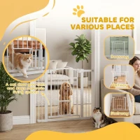 PawHut 30"-41" Extra Wide Walk Through Dog Gate w/ Cat Door, 3-Inch & 5.5-Inch Extension Kits, 30" High(m-5)