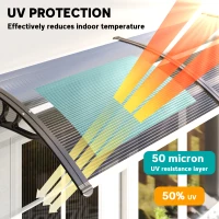 Outsunny Window Awning Door Canopy, 77.2" x 29.5" Modern Polycarbonate Cover with Solid Panel, Black(m-4)