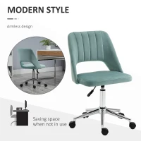 Vinsetto Mid Back Office Chair Velvet Fabric Swivel Scallop Shape Computer Desk Chair, Green(m-5)
