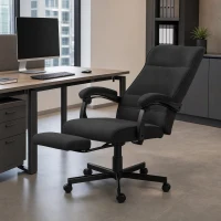 Vinsetto Office Chair, High Back Desk Chair, Swivel Recliner with Adjustable Height, Footrest and Padded Armrest, Black(m-8)