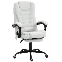 Vinsetto 7-Point Vibrating Massage Chair, Reclining Office Chair with Footrest, Reclining Back, Adjustable Height, White(m-2)