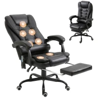 Vinsetto Reclining Office Chair with Footrest, Vibrating Massage Chair, Reclining Back, Adjustable Height, Black(m-11)