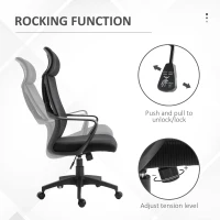Vinsetto Mesh Office Chair with Up&Down Headrest, Ergonomic Computer Desk Chair with Adjustable Tilt Angle, Height Adjustable Swivel Seat with Lumbar Support for Office, Black(m-5)