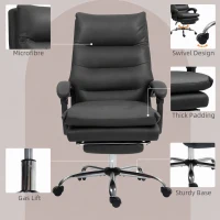 Vinsetto Executive Office Chair with 6-Point Massage, Microfibre Reclining Computer Chair with Footrest, Black(m-7)