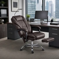 Vinsetto Massage Office Chair, Reclining Computer Chair with Adjustable Height and Footrest, Dark Brown(m-8)
