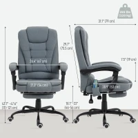 Vinsetto 7-Point Vibrating Massage Chair, Reclining Office Chair with Footrest, Reclining Back, Adjustable Height, Grey(m-3)