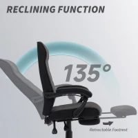 Vinsetto Office Chair, High Back Desk Chair, Swivel Recliner with Adjustable Height, Footrest and Padded Armrest, Black(m-5)