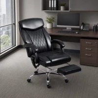 HOMCOM 6 Point Massage Office Chair with Remote, Ergonomic Reclining Computer Desk Chair with Footrest, Side Pocket, Black(m-9)