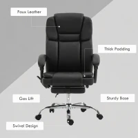 Vinsetto Massage Office Chair, Reclining Executive Office Chair with 6-Point Vibration, Footrest and High Back, Black(m-7)