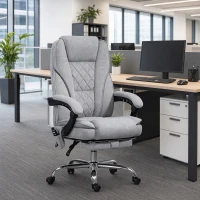 Vinsetto Massage Office Chair, Reclining Computer Chair with Adjustable Height and Footrest, Grey(m-1)
