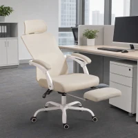 HOMCOM Ergonomic Office Chair, Mesh Reclining Desk Chair with Adjustable Lumbar Support, Headrest, Beige(m-8)