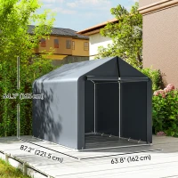 Outsunny 7'x5' Portable Shed, Outdoor Storage Shed with Roll-up Zipper Door, Galvanized Metal Frame for Garden Tools, Dark Grey(m-3)