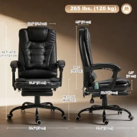 Vinsetto Reclining Office Chair with Footrest, Vibrating Massage Chair, Reclining Back, Adjustable Height, Black(m-3)