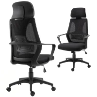 Vinsetto Mesh Office Chair with Up&Down Headrest, Ergonomic Computer Desk Chair with Adjustable Tilt Angle, Height Adjustable Swivel Seat with Lumbar Support for Office, Black(m-2)