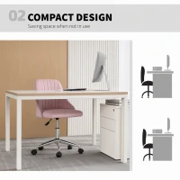 Vinsetto Velvet Office Chair with Adjustable Height, Swivel Wheels for Office, Pink(m-5)