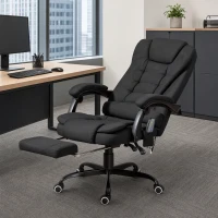 Vinsetto 7-Point Vibrating Massage Chair, Reclining Office Chair with Footrest, Reclining Back, Adjustable Height, Black(m-8)