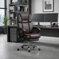 Vinsetto Massage Office Chair, Reclining Executive Office Chair with 6-Point Vibration, Footrest and High Back, Dark Brown(m-1)