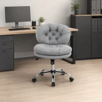 HOMCOM Computer Desk Chair, Armless Office Chair with Wide Padded Seat and Adjustable Height, Tilt Function, Grey(m-9)