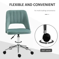 Vinsetto Mid Back Office Chair Velvet Fabric Swivel Scallop Shape Computer Desk Chair, Green(m-6)