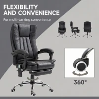 Vinsetto Office Chair 6-point Vibration Massage Chair Micro Fiber Recliner with Retractable Footrest Black(m-5)