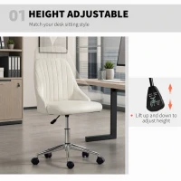 Vinsetto Velvet Office Chair with Adjustable Height, Swivel Wheels for Office, Cream(m-4)
