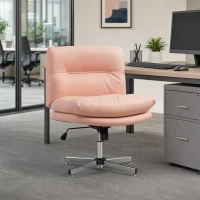 HOMCOM Armless Office Chair with Adjustable Height & Tilt Function for Office, Pink(m-1)
