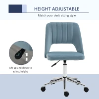 Vinsetto Mid Back Office Chair Velvet Fabric Swivel Scallop Shape Computer Desk Chair, Sky Blue(m-4)