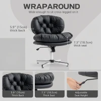 HOMCOM Computer Desk Chair, Armless Office Chair with Wide Padded Seat and Adjustable Height, Black(m-4)