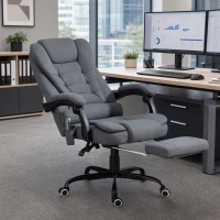 Vinsetto 7-Point Vibrating Massage Chair, Reclining Office Chair with Footrest, Reclining Back, Adjustable Height, Grey(m-1)