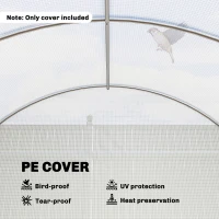 Outsunny 19.7' x 9.8' x 6.6' Plastic Greenhouse Cover Replacement, Heavy Duty Waterproof Tarp for Hoop House, Sheeting with 12 Windows, Door & Reinforcement Grid, White(m-6)