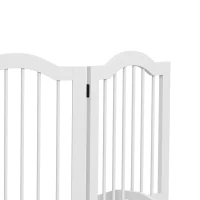 PawHut 24"H Foldable Dog Gate, 4 Panels Freestanding Pet Gate Barriers Indoor with Support Feet White(m-9)