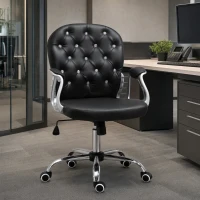 Vinsetto Office Chair, Comfortable Computer Desk Chair with Padded Seat and Adjustable Height, Tufted Back, Black(m-1)