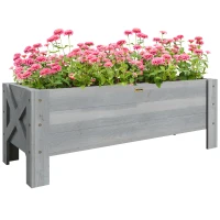 Outsunny 3.3 x 1.2 x 1.2 ft Garden Raised Bed Planter Grow Containers for Outdoor Patio Plant Flower Vegetable Pot, Grey(m-12)