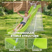 Qaba 5.7FT Outdoor Slide for Kids Ages 3-8, Climbing Step Ladder, Playground Equipment for Backyard, Garden, Green(m-6)