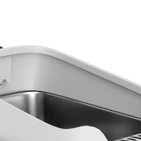 PawHut Cat Litter Box Stainless Steel with Metal Litter Scoop, Never Absorbs Odors, Anti Leakage, 24" x 16" x 12", Grey(m-11)