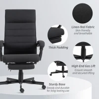 Vinsetto Office Chair, High Back Desk Chair, Swivel Recliner with Adjustable Height, Footrest and Padded Armrest, Black(m-7)