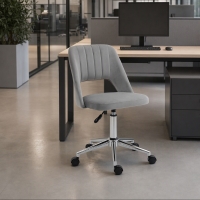 Vinsetto Mid Back Office Chair Velvet Fabric Swivel Scallop Shape Computer Desk Chair, Grey