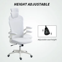 Vinsetto Office Chair, Mesh Computer Desk Chair with Adjustable Headrest, 4D Lumbar Support, Flip-up Arm, White(m-4)