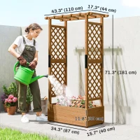 Outsunny Raised Garden Bed with Trellis, Wooden Raised Planter Box with Hanging Roof and 2 Drainage Holes, Orange(m-3)