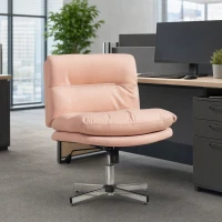 HOMCOM Armless Office Chair with Adjustable Height & Tilt Function for Office, Pink(m-8)