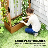 Outsunny Raised Garden Bed with Trellis, Wooden Raised Planter Box with Hanging Roof and 2 Drainage Holes, Orange(m-4)