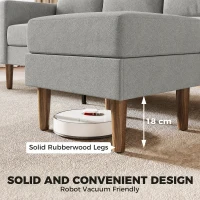 HOMCOM 78" Sectional Sofa, Small L Shaped 3-Seater Couch with Ottoman, Thick Cushions, Pocket Springs, Grey(m-7)
