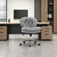 HOMCOM Computer Desk Chair, Armless Office Chair with Wide Padded Seat and Adjustable Height, Tilt Function, Grey(m-1)