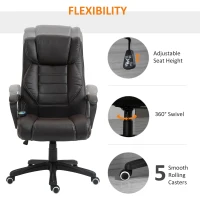 Vinsetto Massage Office Chair, High Back Executive Office Chair with 6-Point Vibration, Timer, Adjustable Height, Brown(m-6)